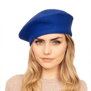 Blue Stretchy Solid Color Beret